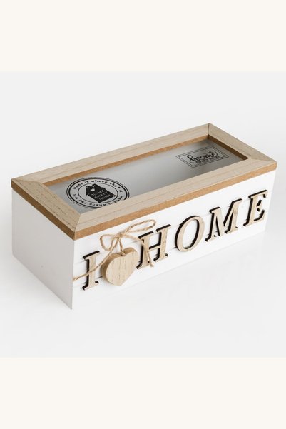 Comerivo Organizator din lemn cu sticla si mesaj Home 24x10x8 cm pentru birou