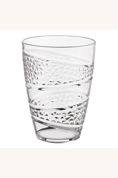 Comerivo Pahar plastic 400ml cu romburi reliefate - transparent pentru apa rece