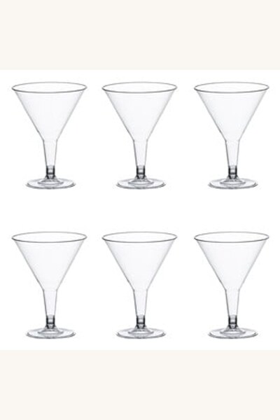Comerivo Pahare martini cu picior din plastic transparent, set 6 bucati, 215ml