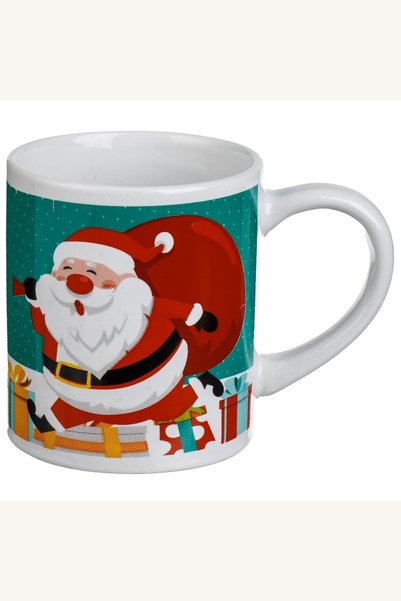 Comerivo Cana ceramica verde cu Mos Craciun 220ml, perfecta pentru cafea si ceai