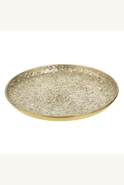 Comerivo Platou decorativ bej cu mozaic oglinda, 30cm - luciu in casa ta