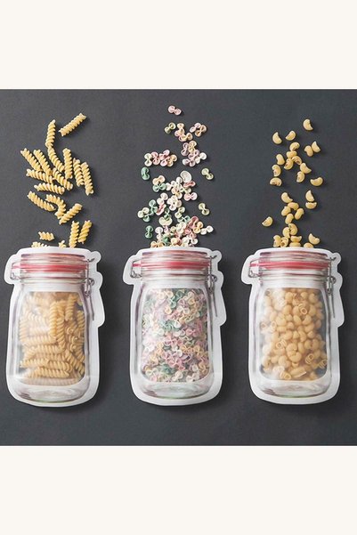 Comerivo Pungi depozitare reutilizabile cu inchidere, 0.5-1L, set 6 bucati