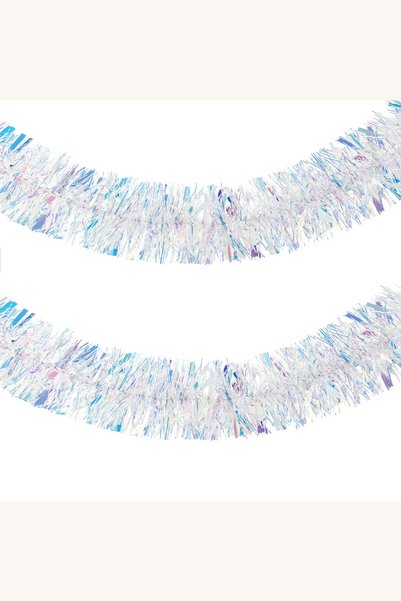 Comerivo Beteala de Craciun argintie cu tinsel holografic, 2m x 12cm