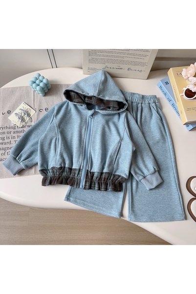 Generic Brand بدلة بنطلون للفتيات من قطعتين بتصميم مرقع وقصة عادية للأعمار من...