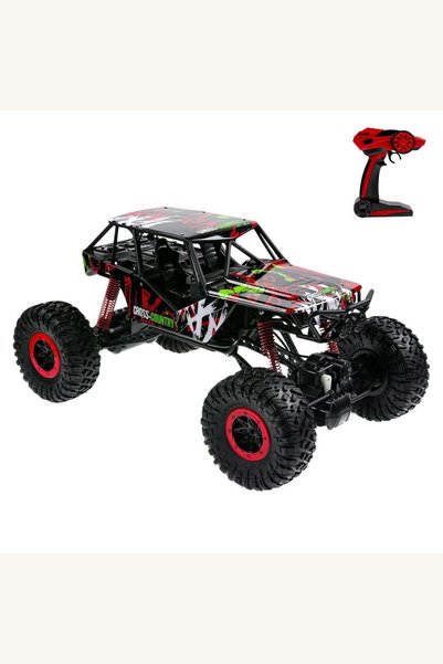 Comerivo Masina Rock Crawler cu telecomanda 1:10, 2.4GHz, negru-rosu, teren a...