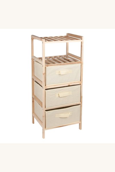 Comerivo Mobilier de baie cu 3 sertare textile și 2 rafturi, schelet din MDF,...