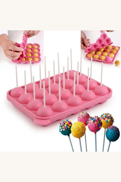 Comerivo Matrita silicon pentru 20 cake pop-uri, roz, 22x19cm - perfecta pent...