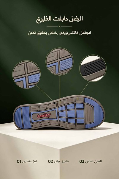 Alnoor Global Store صنادل رجالية صيفية يومية من الجلد المسامي، بحزامين لتثبيت آمن، مقدمة واسعة، نعل داخلي ناعم، نعل خفيف الوزن ومرن