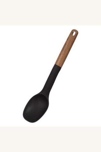 Comerivo Spatula de Bucatarie din Plastic Negru, Maner Maro, 32cm - Rezista l...