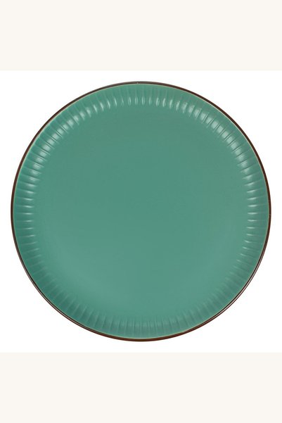 Comerivo Farfurie de servit din ceramica petrol cu dungi in relief 26cm