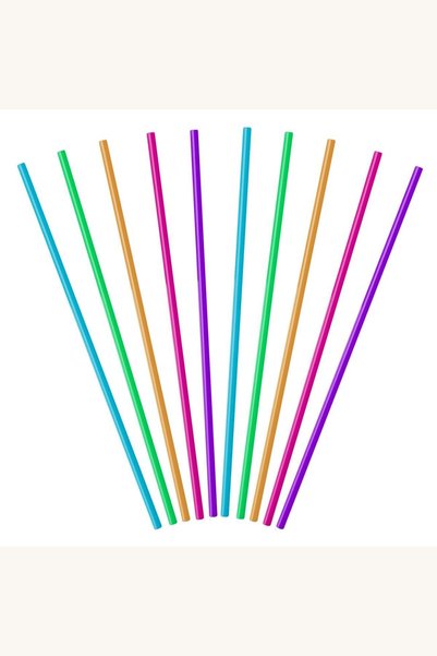 Comerivo Set 120 paie reutilizabile colorate pentru bauturi, plastic 5x210mm