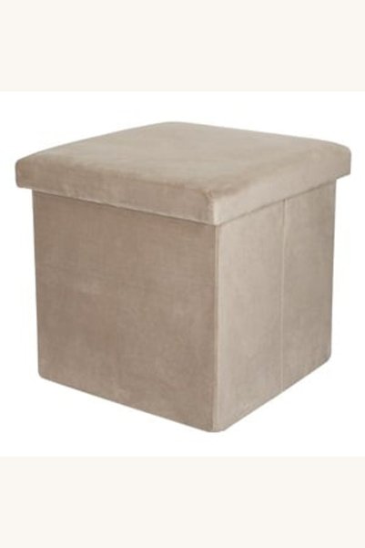 Comerivo Taburet pliabil cu spațiu de depozitare, velvet taupe, 38x38x38 cm