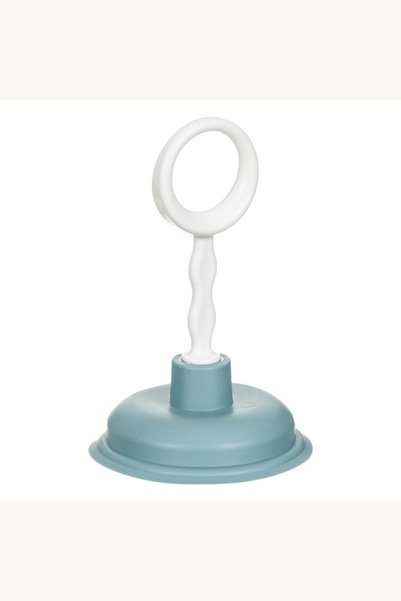 Comerivo Mini ventuza de desfundat din plastic alba, 17 cm, cu maner inel
