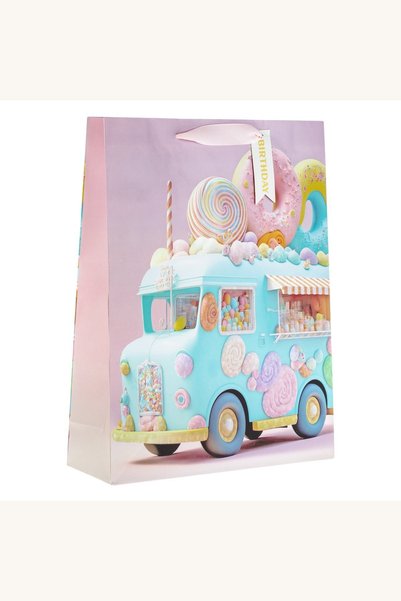 Comerivo Punga hartie roz pentru cadouri copii cu masina donuts 32x42cm