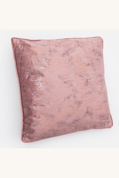 Comerivo Perna decorativa de iarna din velvet roz cu folie aurie si argintie,...