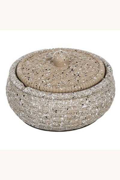 Comerivo Scrumiera rotunda din ciment cu capac Sand, 11x5cm