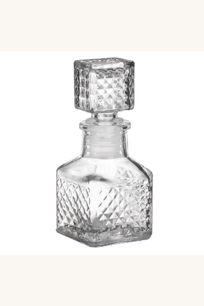 Comerivo Sticlă pătrată transparentă pentru lichior, cu model reliefat, 50 ml