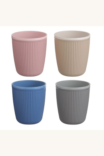 Comerivo Pahare din plastic cu dungi colorate pentru toata familia, 400ml - 4...