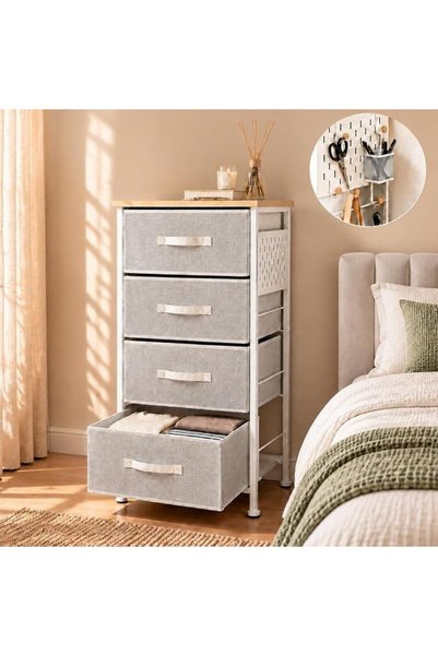 Sharpdo acc 4-Drawer Storage Cabinet 45x30x92cm, Fabric Storage Tower with Me...