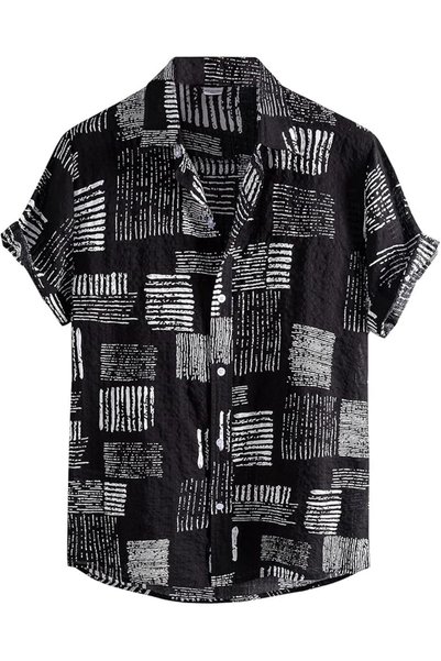 GENERAL Mens Short Sleeve Button Down Shirt Men's Hawaiian Shirt