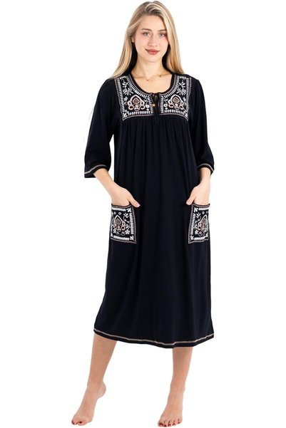 ZECOTEX Women's Cotton Nightgown with Embroidery | Soft & Breathable Modest S...