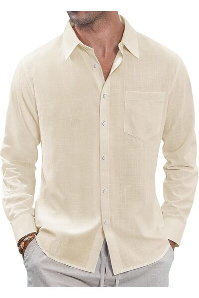 J.VER mens Mmcx-linen Shirt Button Down Shirt