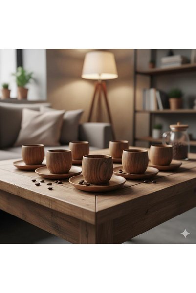 Genel Markalar Doğal Ceviz Espresso Bardak ve Altlığı