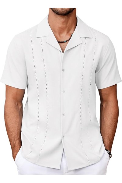 COOFANDY Guayabera Shirts for Men Cuban Short Sleeve Button Down Summer Shirt...