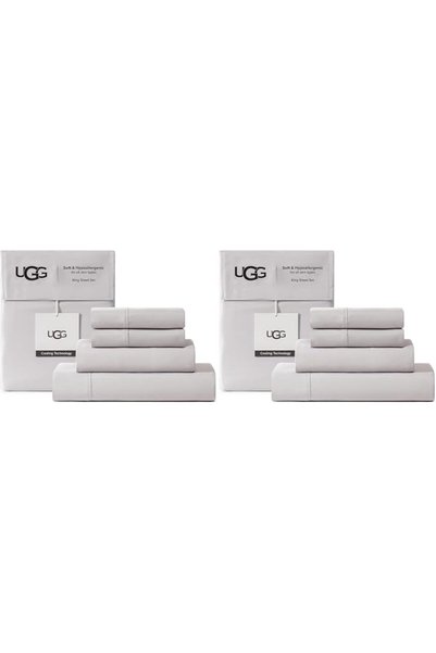 GENERAL طقم ملاءات سرير وأكياس وسائد UGG 01331 Alahna لسرير كينج مكون من 4 قط...