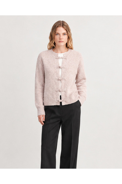 Secdeva Button Detailed Şardon Ecru Cardigan