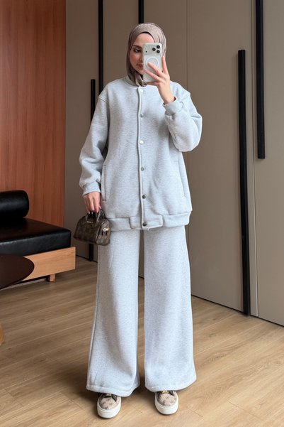 Balenbi Women's 3 Thread Threaded Buttoned Basic Set with Fleece Pockets 3913