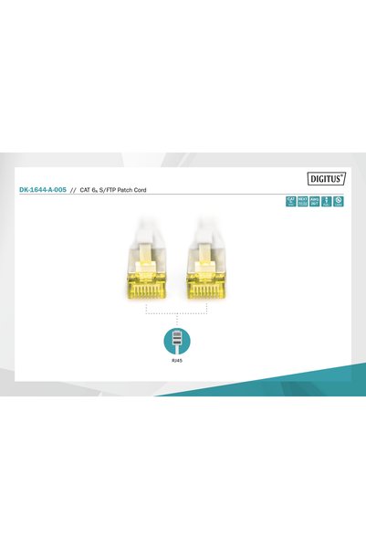 Digitus 0.5metre CAT7(CAT6A) S-FTP DK-1644-A-005 Gri Patch Kablo (10'lu Paket)