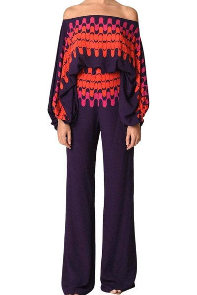 GENERAL REASERAL Womens Fall Loose 2 Piece Outfits Off Shoulder Printed Long ...