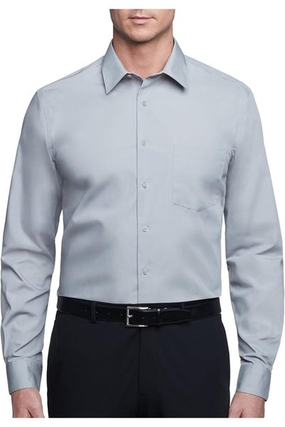 VAN HEUSEN قميص رجالي رسمي بقصة عادية من قماش البوبلين بلون موحد