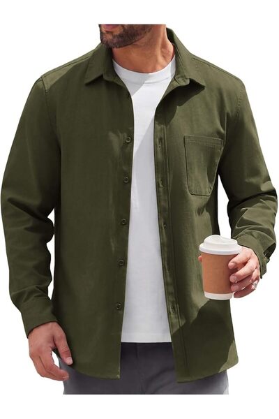 COOFANDY Mens Lightweight Button Down Shirt Jacket Casual Shacket Overshirt