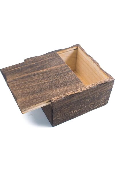 EXCEFORE Small Slide-Top Wood Boxes Tiny Storage Organizer Craft Box with Sli...