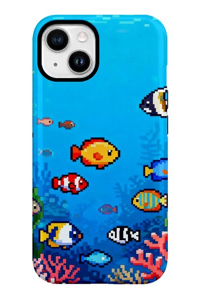 EDELFU متوافق مع iPhone 15 - تصميم أسماك استوائية، غطاء مزدوج الطبقات، غلاف ح...