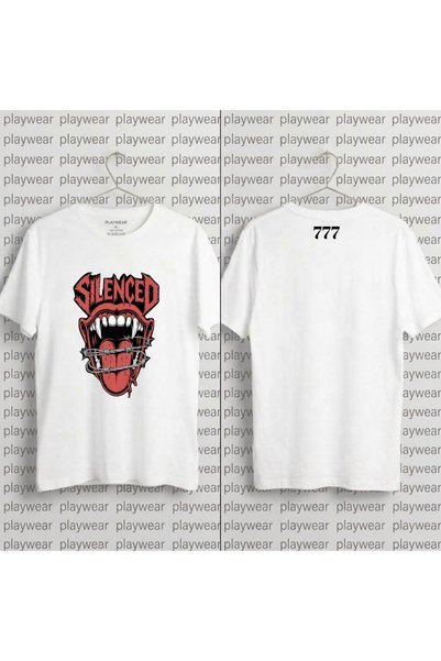 playwear تي شيرت Silenced-tisort مصنوع من القطن بنسبة 100% برقبة دائرية