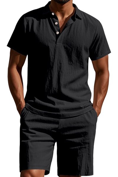 GENERAL SEAUR Mens Casual Short Sets 2 Piece Summer Linen Beach Outfits Short...