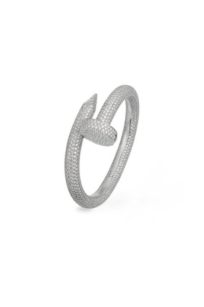 neslyaccessories Full Zircon Stone Embellished Nail Form Cuff Bracelet