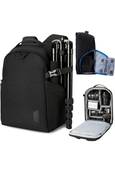 BAGSMART حقيبة ظهر للكاميرا، حقيبة ظهر لكاميرا DSLR وSLR تناسب أجهزة الكمبيوت...