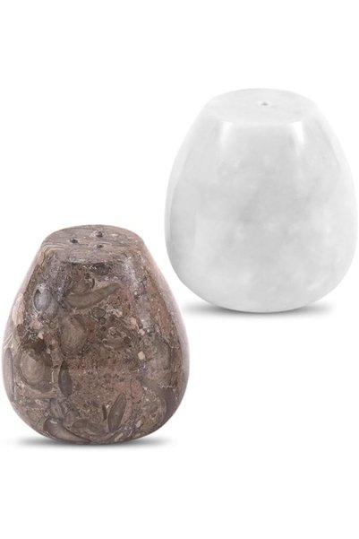 GENERAL Earthen Crafts Marble Salt and Pepper Shakers Set of 2 Black & White ...