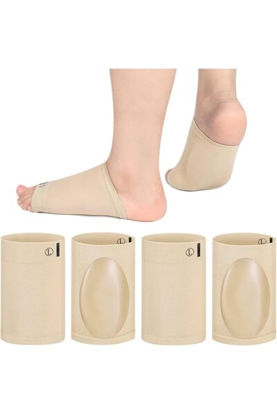 KASTWAVE 4 Pieces Arch Sleeve Support, Soft Elastic Foot Brace with Gel Pad f...