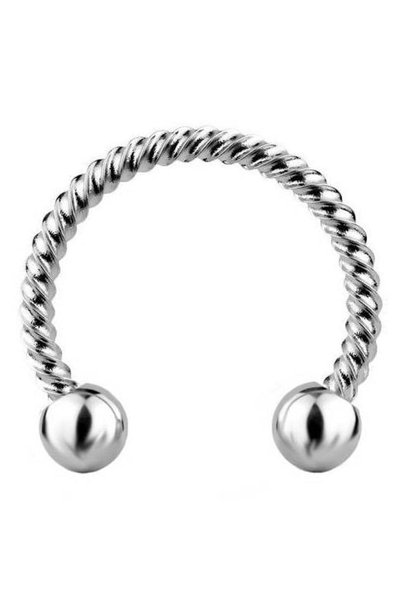 NIRE Ασημί Septum με Στριφτή Υφή και Μπίλιες SS1 - 1.3cm
