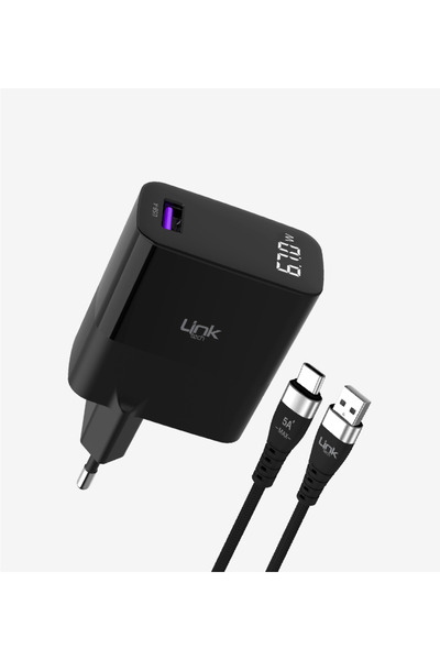 Linktech G860 Premium USB-A إلى محول Type-C سلكي 67 وات Super SI GaN