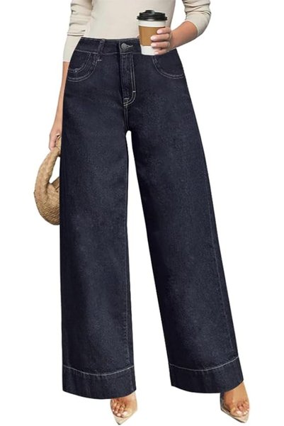 GENERAL Women's High Waisted Wide Leg Jeans - Stretchy Straight Leg Denim Pan...