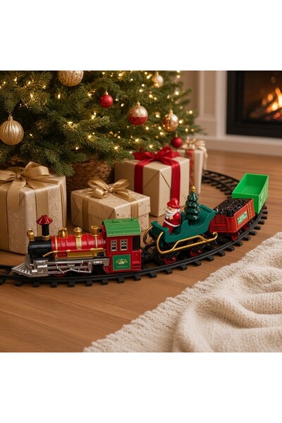 Ornament24 Trenulet de jucarie cu Mos Craciun, pentru brad, set 11 piese, cu ...