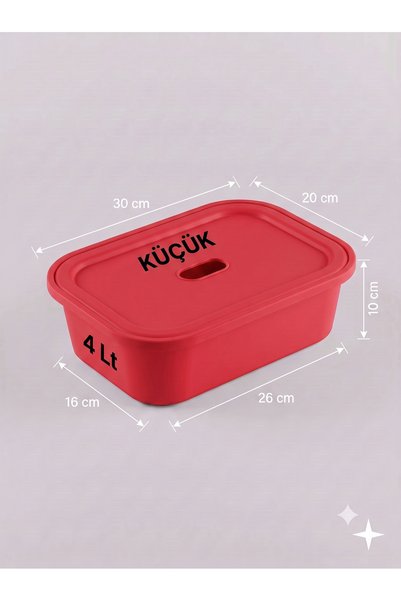 decosense منظم بلاستيكي من البولي بروبيلين بغطاء أحمر صغير الحجم 4 لتر 30x20x...