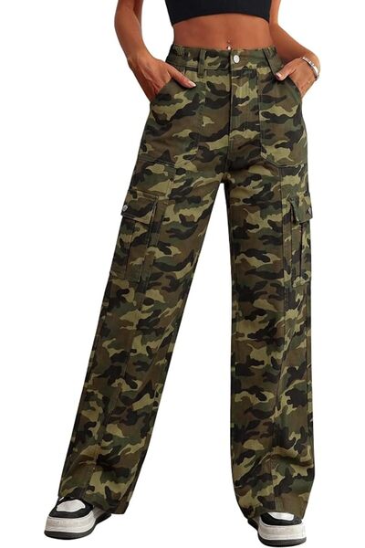 GENERAL Eddoyee Cargo Pants for Women Wide Leg Baggy High Waisted Stretch Jea...