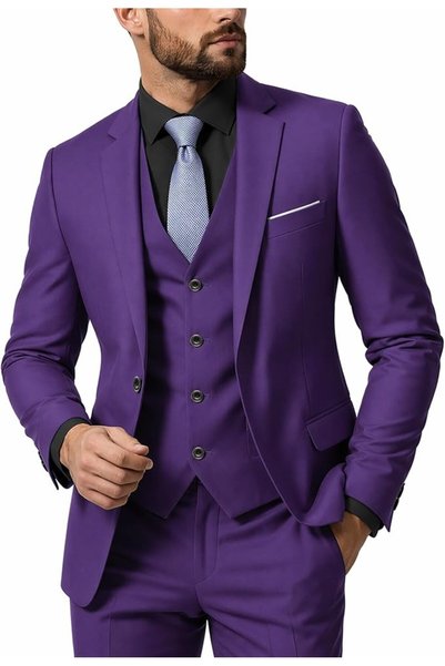 GENERAL MY'S Men's 3 Piece Slim Fit Suit, One Button Jacket Blazer Vest Pants...